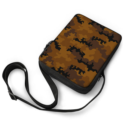 Dark Brown Camouflage Print Rectangular Crossbody Bag