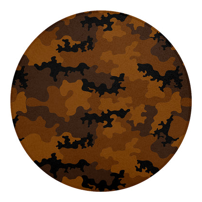 Dark Brown Camouflage Print Round Blanket