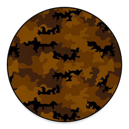 Dark Brown Camouflage Print Round Floor Mat
