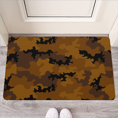 Dark Brown Camouflage Print Rubber Doormat