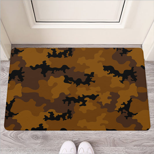 Dark Brown Camouflage Print Rubber Doormat