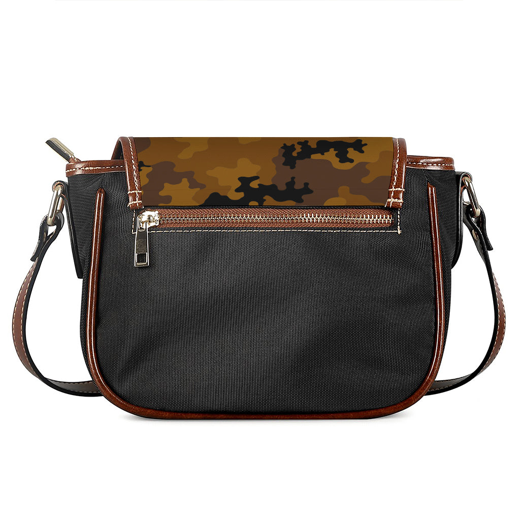 Dark Brown Camouflage Print Saddle Bag