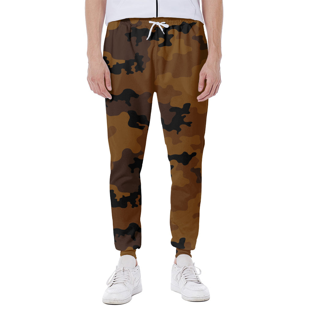 Dark Brown Camouflage Print Scuba Joggers