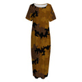 Dark Brown Camouflage Print Short Sleeve Long Nightdress