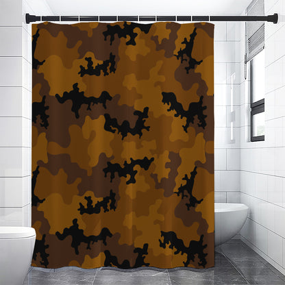 Dark Brown Camouflage Print Shower Curtain