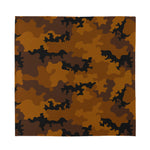 Dark Brown Camouflage Print Silk Bandana