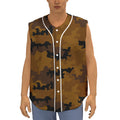 Dark Brown Camouflage Print Sleeveless Baseball Jersey