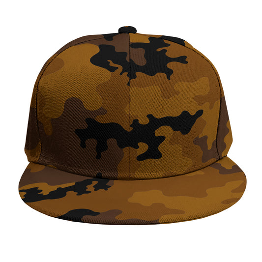 Dark Brown Camouflage Print Snapback Cap