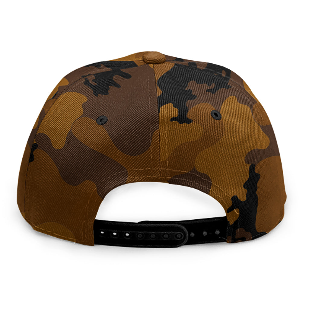 Dark Brown Camouflage Print Snapback Cap