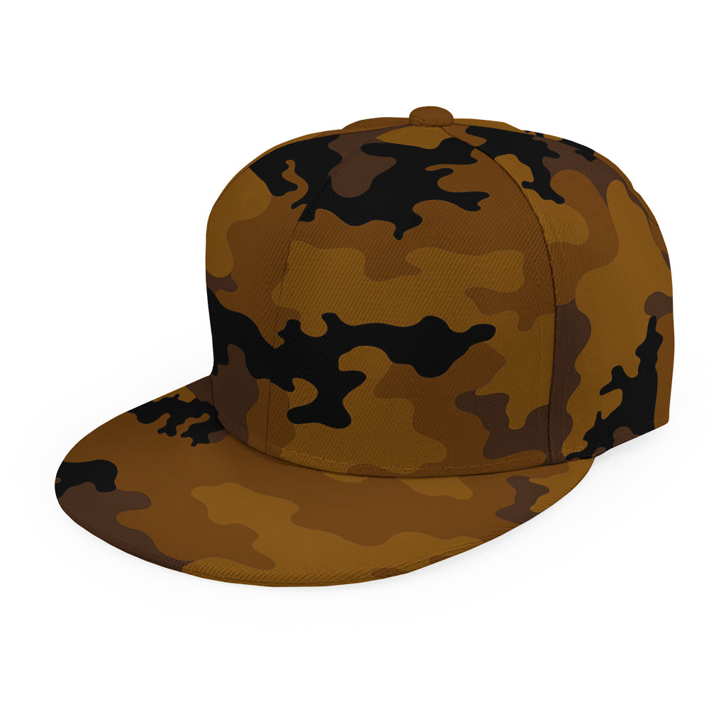 Dark Brown Camouflage Print Snapback Cap