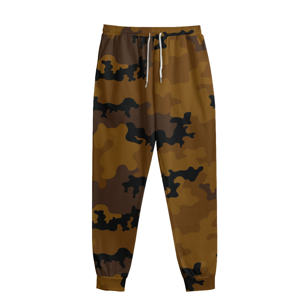 Dark Brown Camouflage Print Sweatpants