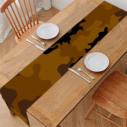 Dark Brown Camouflage Print Table Runner