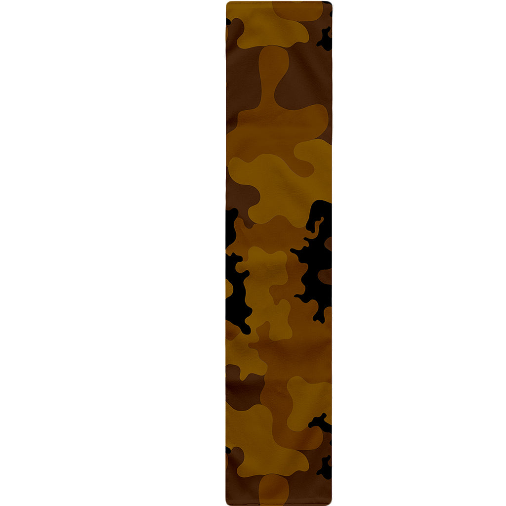 Dark Brown Camouflage Print Table Runner