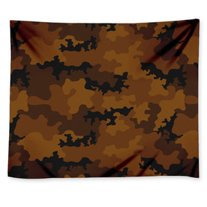 Dark Brown Camouflage Print Tapestry