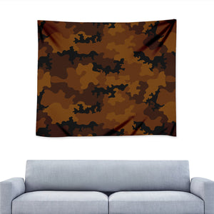 Dark Brown Camouflage Print Tapestry