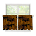 Dark Brown Camouflage Print Tier Curtains
