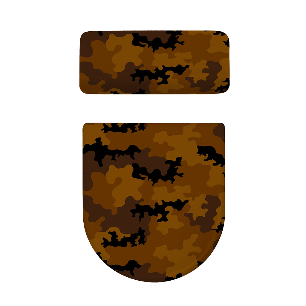 Dark Brown Camouflage Print Toilet Lid And Tank Cover Set