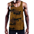 Dark Brown Camouflage Print Men's Workout Tank Top