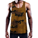 Dark Brown Camouflage Print Training Tank Top