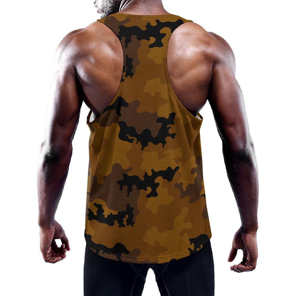 Dark Brown Camouflage Print Training Tank Top