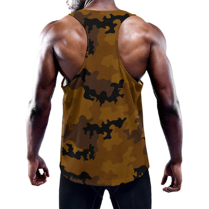 Dark Brown Camouflage Print Training Tank Top