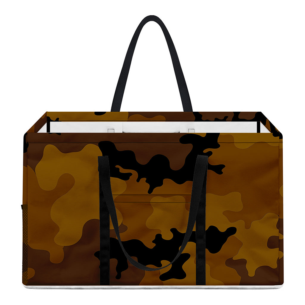 Dark Brown Camouflage Print Utility Tote Bag