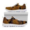 Dark Brown Camouflage Print White Running Shoes