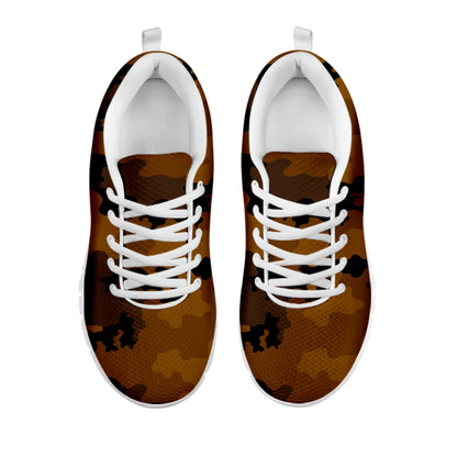 Dark Brown Camouflage Print White Running Shoes
