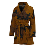 Dark Brown Camouflage Print Women's Bathrobe