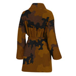 Dark Brown Camouflage Print Women's Bathrobe