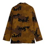 Dark Brown Camouflage Print Women's Blazer
