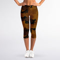 Dark Brown Camouflage Print Women's Capri Leggings