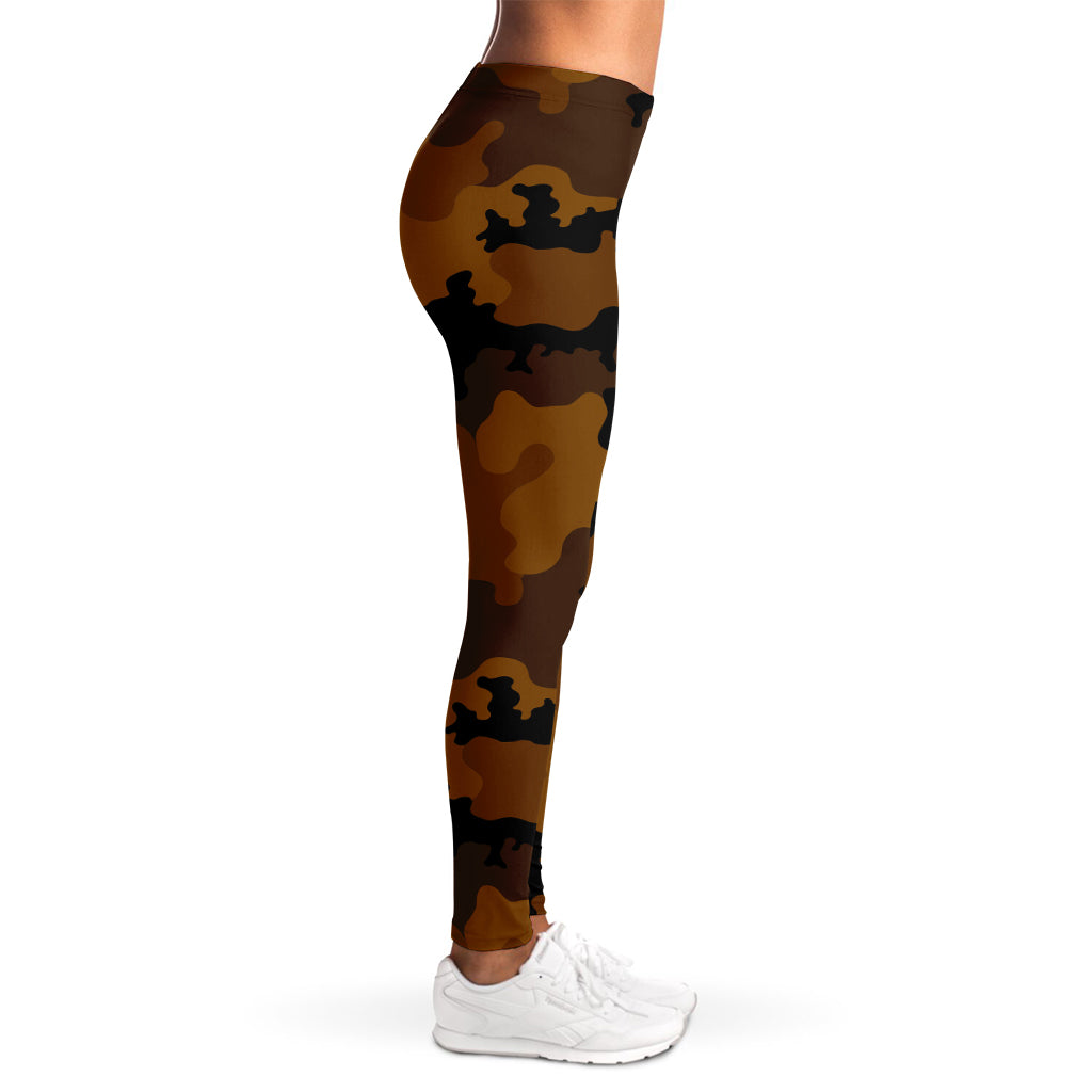 Dark Brown Camouflage Print Women's Leggings