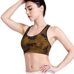 Dark Brown Camouflage Print Women's Sports Bra