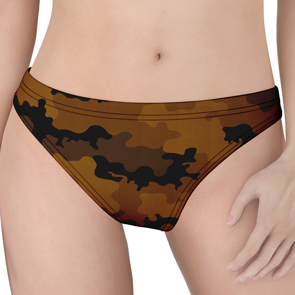 Dark Brown Camouflage Print Women's Thong