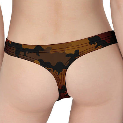 Dark Brown Camouflage Print Women's Thong