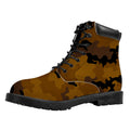 Dark Brown Camouflage Print Padded Collar Lace Up Boots