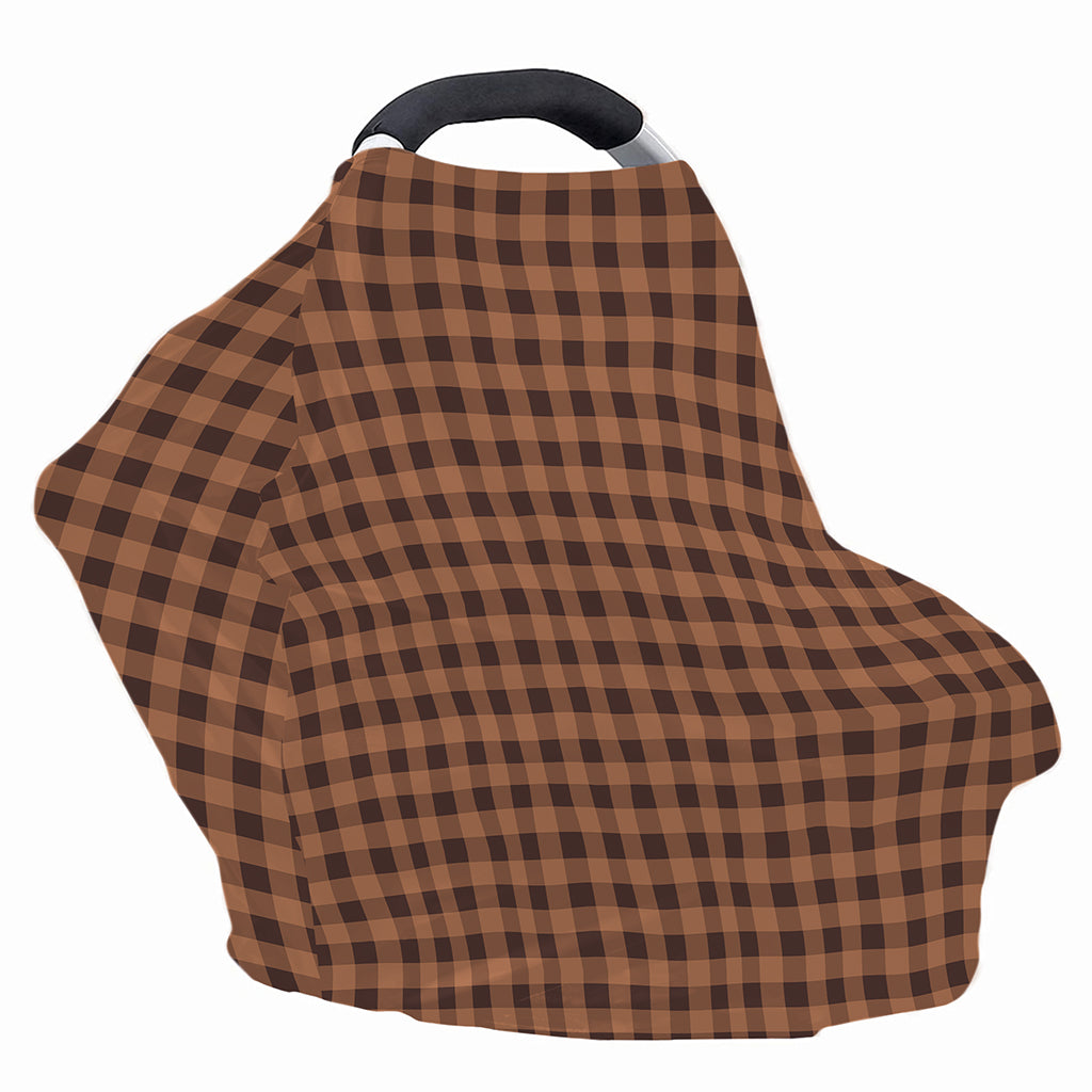 Dark Brown Check Pattern Print Baby Seat Cover