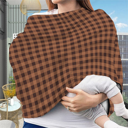 Dark Brown Check Pattern Print Baby Seat Cover