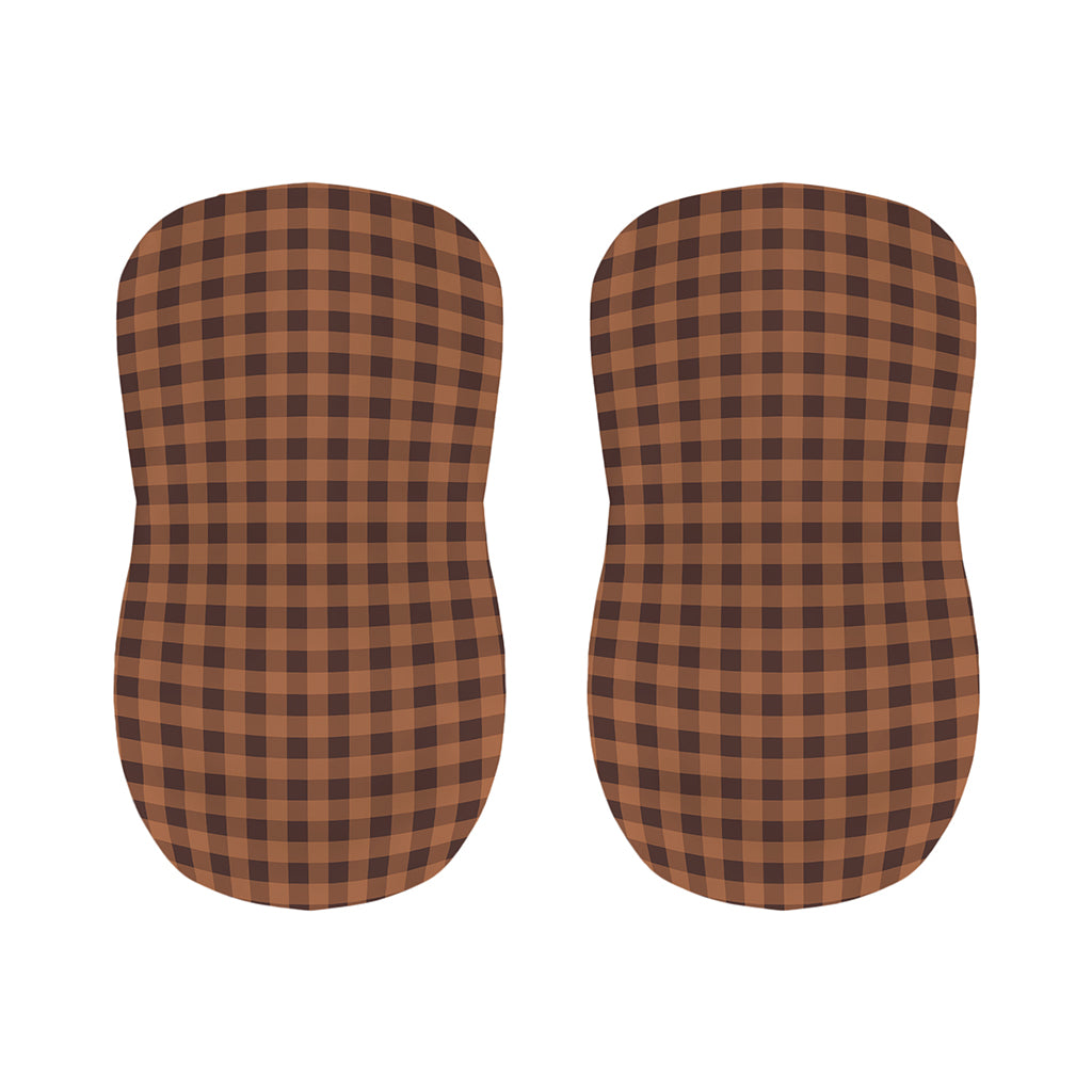 Dark Brown Check Pattern Print Bar Stool Covers