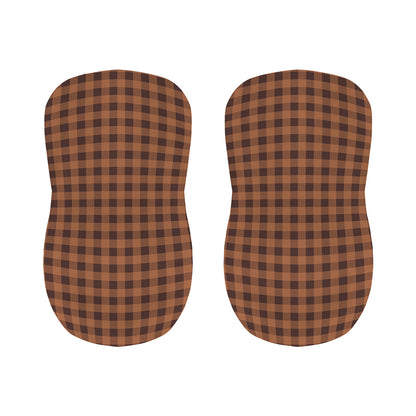 Dark Brown Check Pattern Print Bar Stool Covers
