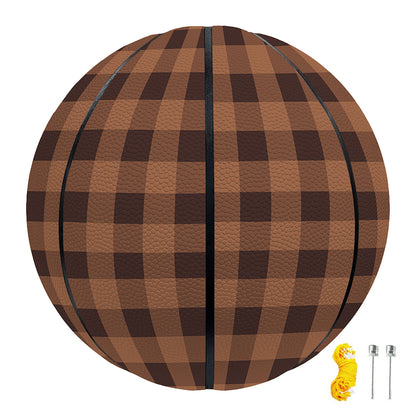 Dark Brown Check Pattern Print Basketball