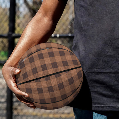 Dark Brown Check Pattern Print Basketball