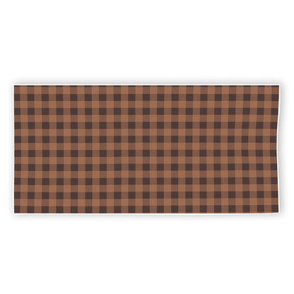 Dark Brown Check Pattern Print Beach Towel