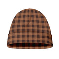 Dark Brown Check Pattern Print Beanie