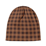 Dark Brown Check Pattern Print Beanie
