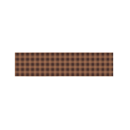 Dark Brown Check Pattern Print Bed Runner