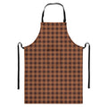 Dark Brown Check Pattern Print Bib Apron With Pocket