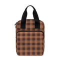 Dark Brown Check Pattern Print Bible Tote Bag