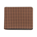 Dark Brown Check Pattern Print Bifold Wallet